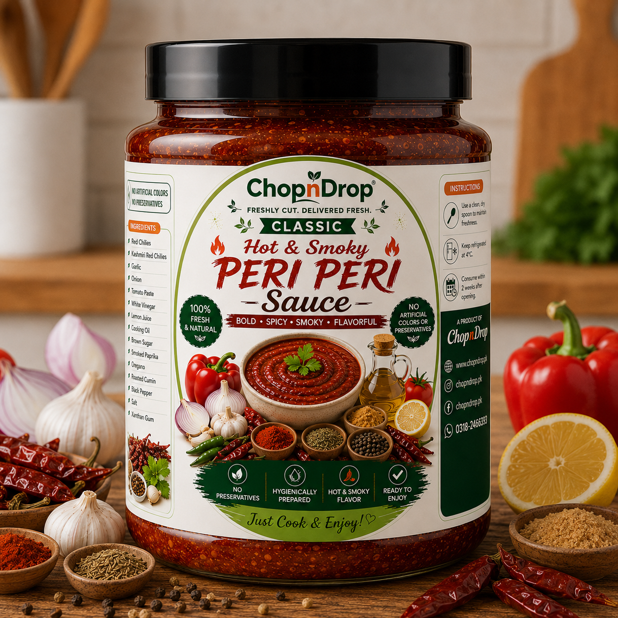 ChopnDrop Hot & Smoky Peri Peri Sauce – Spicy, Smoky & Tangy