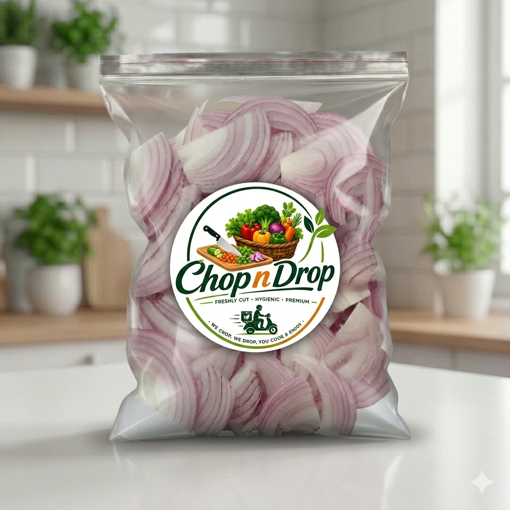 Fresh Sliced Red Onion (Pyaz) – Ready to Cook (500g)