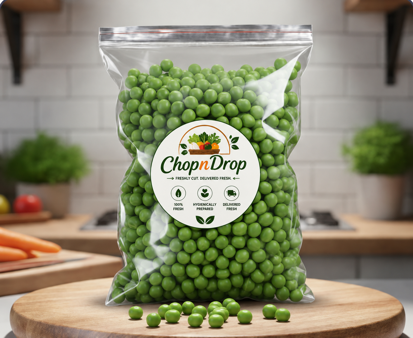 Fresh Peeled Green Peas (Matar) – Ready to Cook (250g)